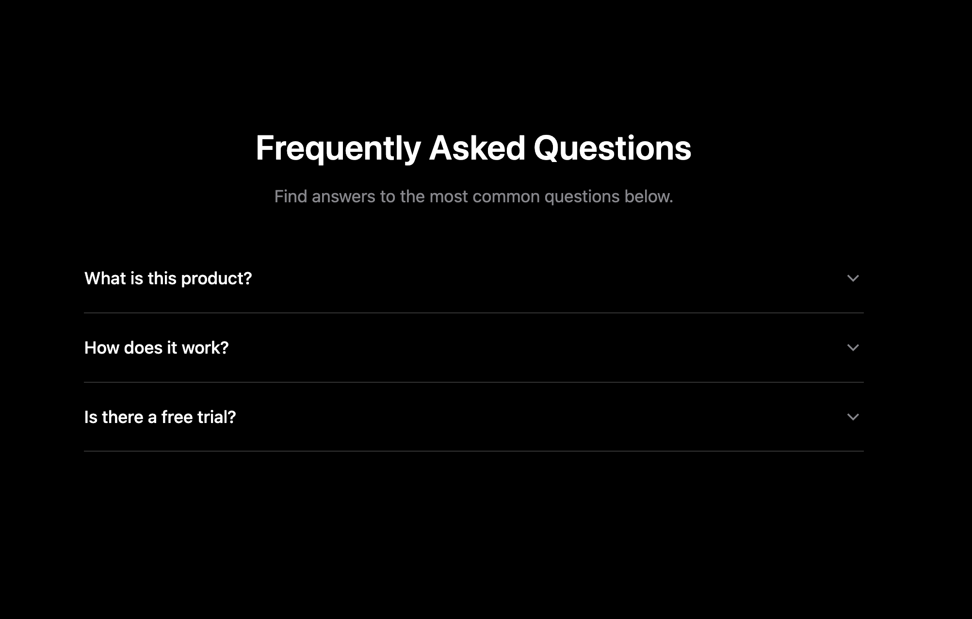 FAQ accordion widget