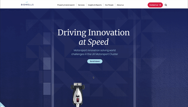 Bidwells Driving Innovation at Speed scrollytelling example
