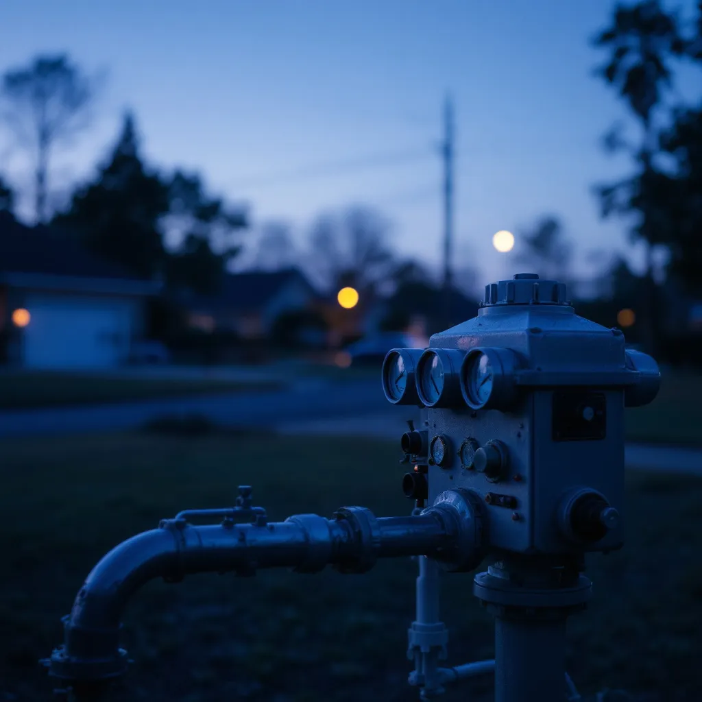 Wide atmospheric shot of community infrastructure monitoring