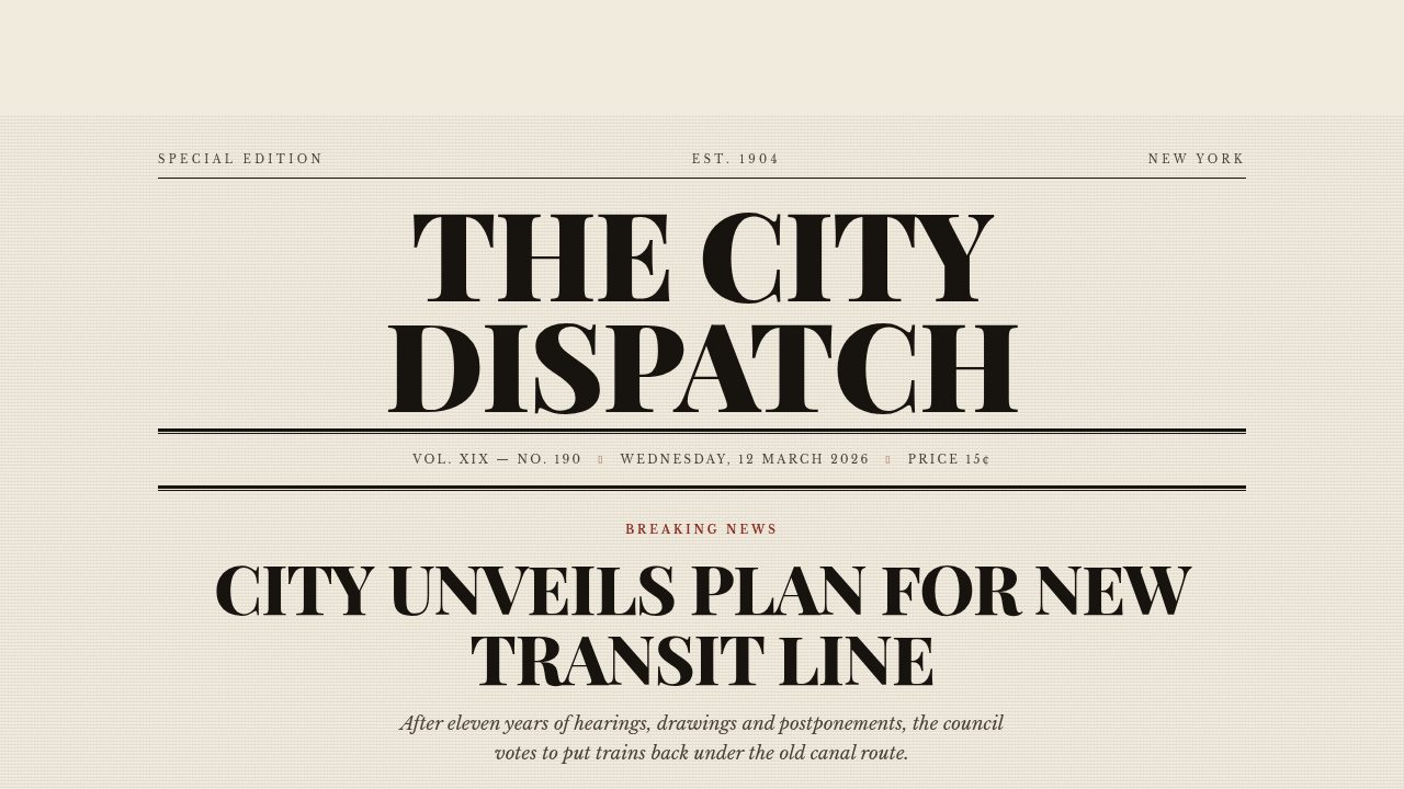 City Dispatch Front Page template