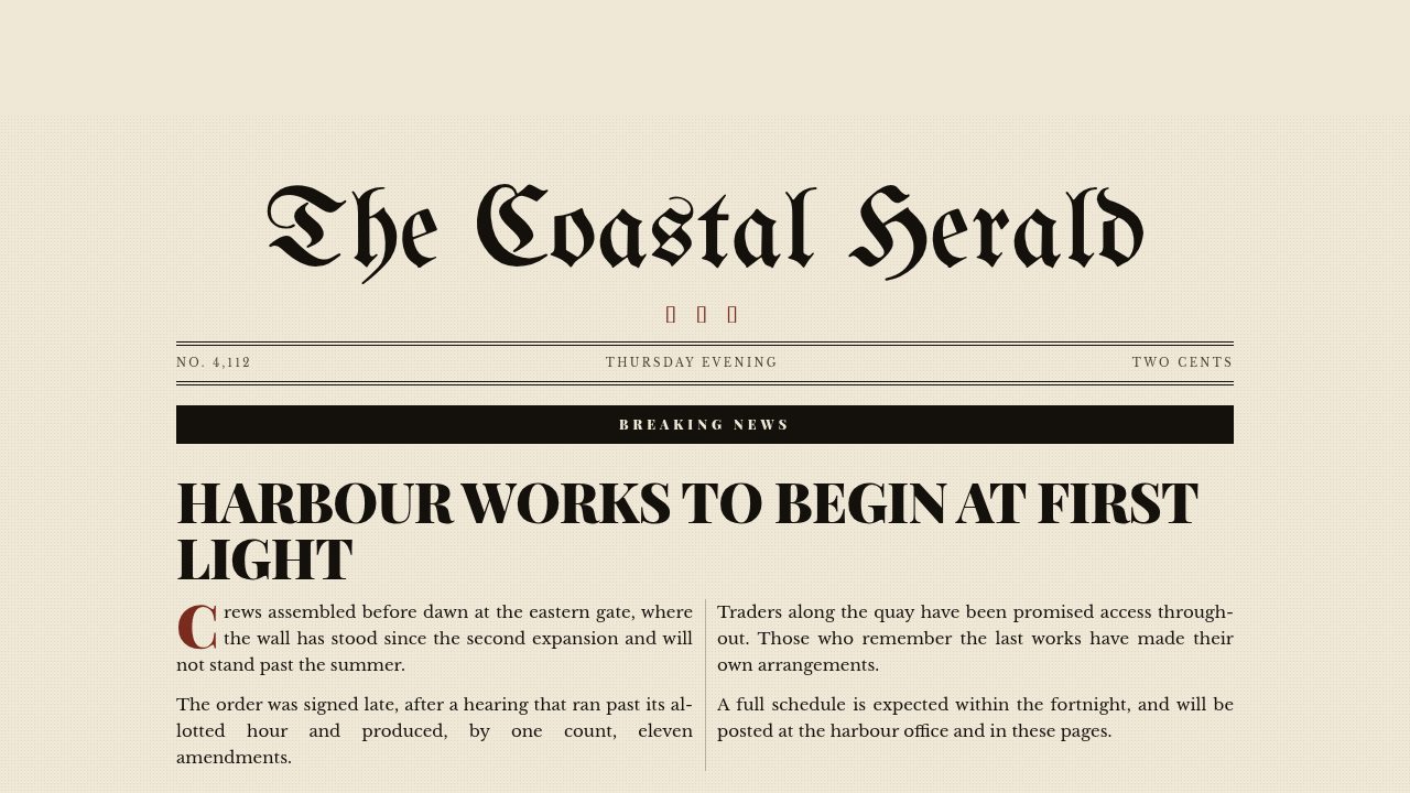 Coastal Herald Front Page template