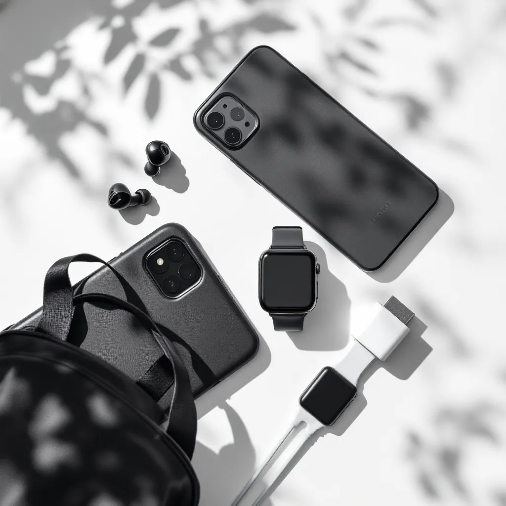 Curated collection of premium tech accessories arranged on white surface