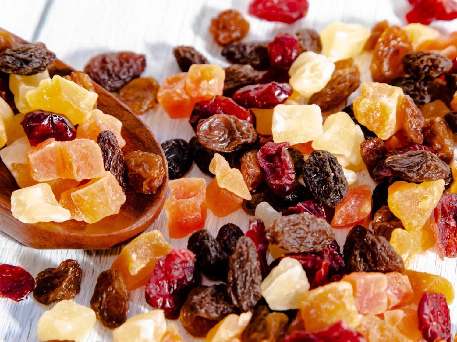 Assortment of colorful dried fruits