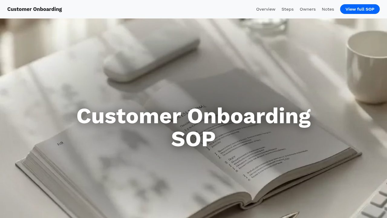 Customer Onboarding SOP template