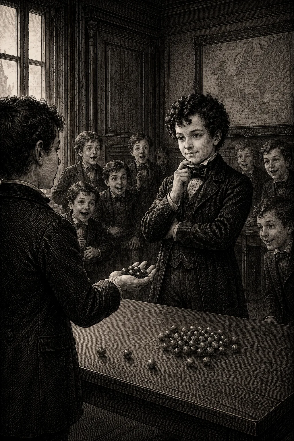 A child's hands holding marbles, captured in vintage black-and-white, evoking the timeless game of even and odd