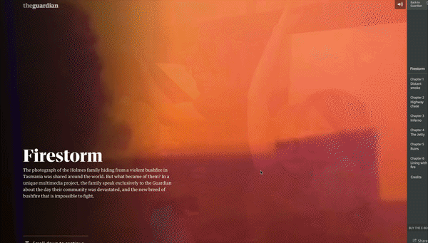 The Guardian Firestorm interactive scrollytelling article