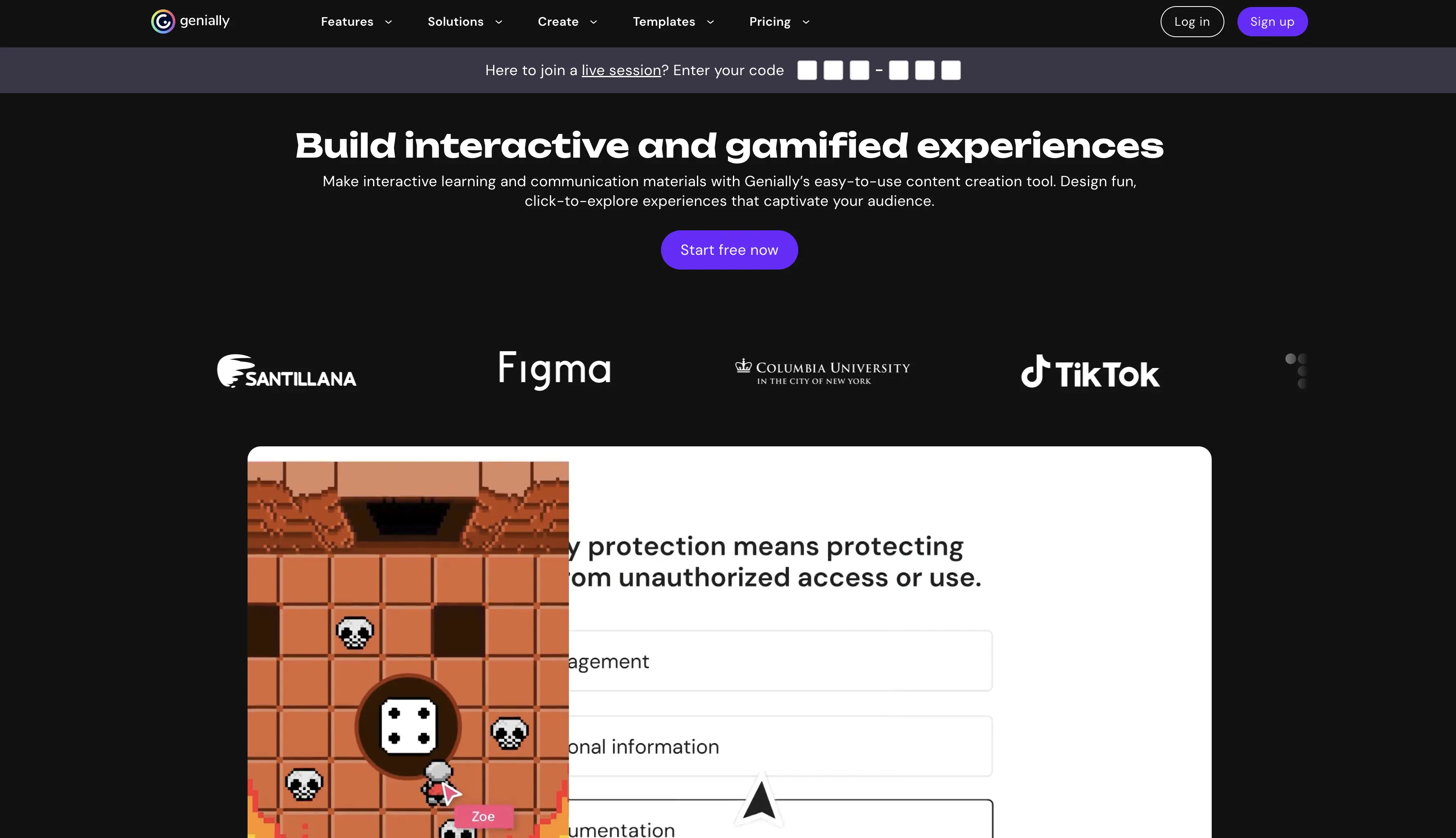 Genially platform interface